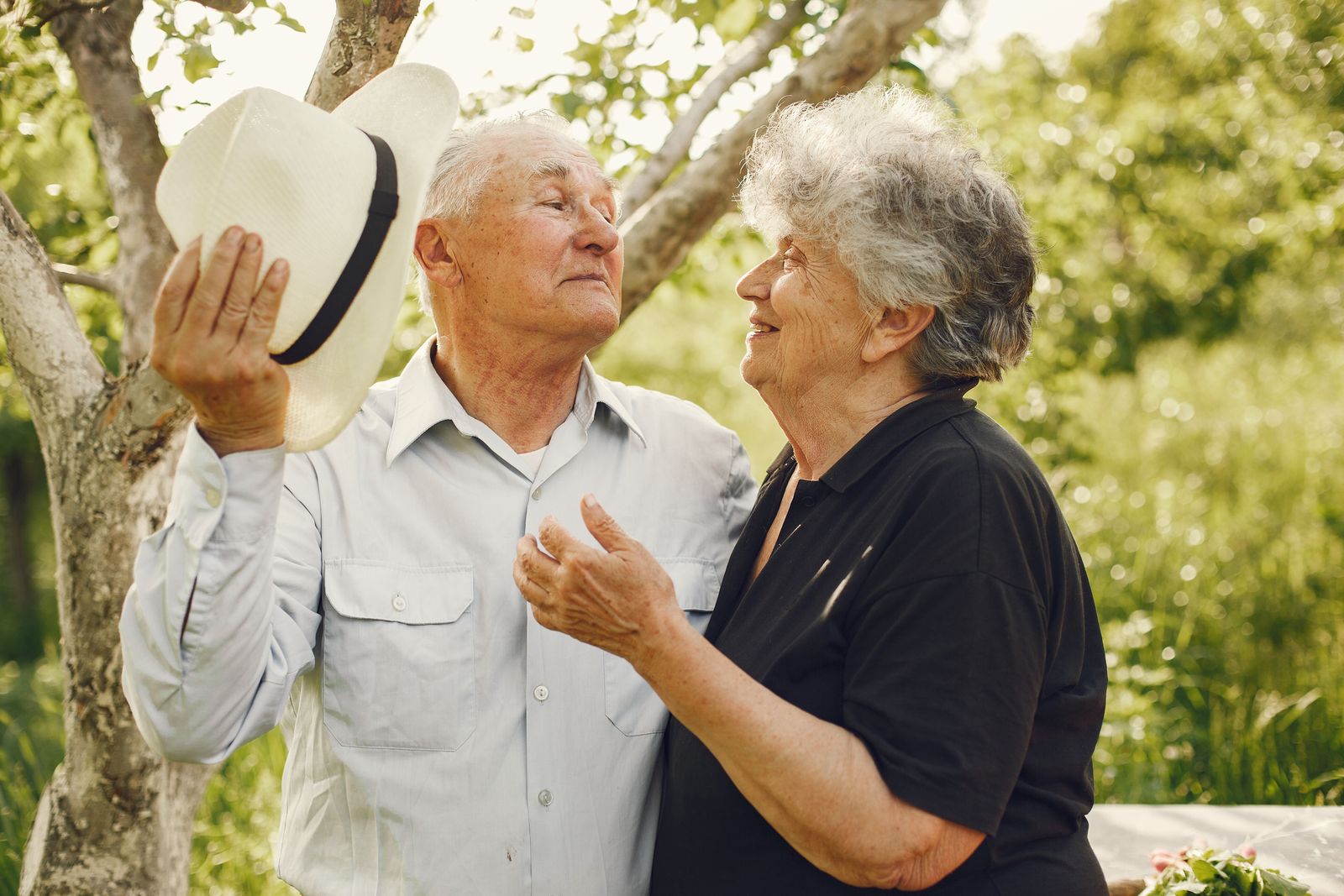 An older couple enjoying a moment outdoors